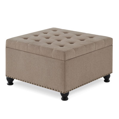 Large Square Storage Ottoman With Wooden Legs(Only Including Coffee Table,Without Chairs)
