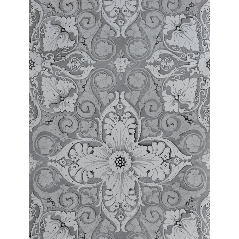 Lorenzo Castillo Hispania Estela Damask Wallpaper Roll, Plata