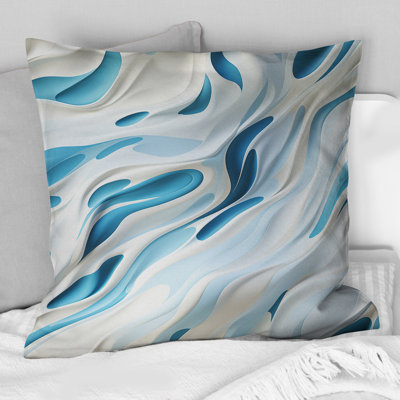 Blue and White Snowy Serenity - Coussin décoratif imprimé