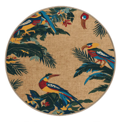  Washable Paradise Birds Hawaiian Area Rug