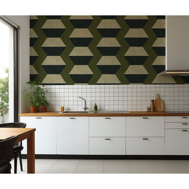 Infinity Blocks - Olive Taupe Wallpaper