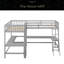 Lit mezzanine simple en bois en forme de L avec échelle et 2 bureaux intégrés en forme de L-391835885