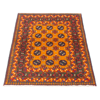 One-of-a-kind Hand Knotted Tribal Burnt Orange Wool Rug 3'2" x 4'10"