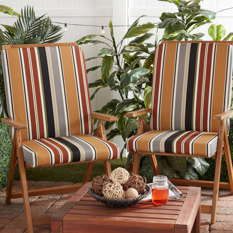 High Back Dining Chair Pad, Brick Striped