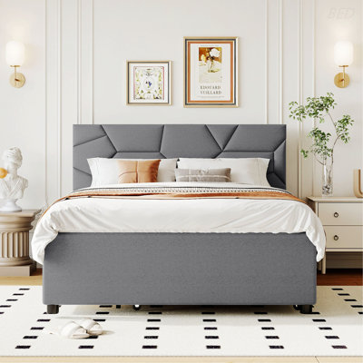 Elegant Upholstered Platform Bed with Trundle and 2 Drawers -  Brayden StudioÂ®, 7C575214263A432785BA6DCE4F010726