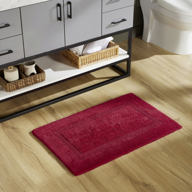 Rozanne Reversible Cotton Bath Rug, Red, 21" x 34" Rectangle