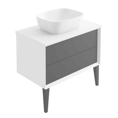 Monclova 85cm Single Bathroom Vanity Base Only in White/Grey