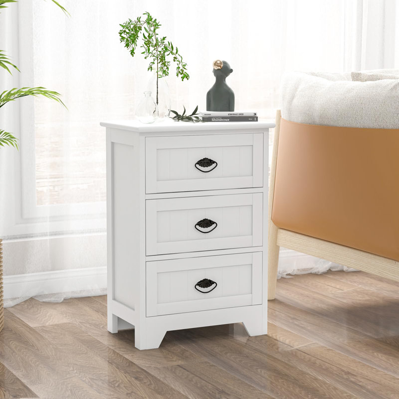 Goussainville 45cm W Manufactured Wood Bedside Table, White