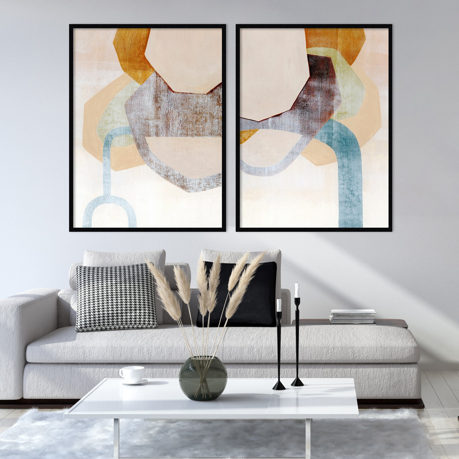Desert Rockfalls 2-Piece Print Set, Black, 41" H x 65" W