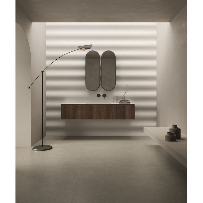Canela 24" x 48" 3D Fluted Porcelain Wall Tile – Ribbed Textured Large Format, White