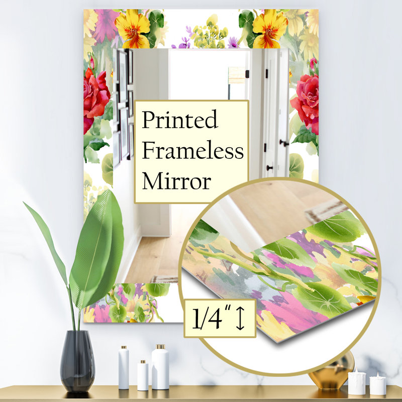 Miroir mural bohémien et traditionnel fleur 43, H 39,4 po x l 29,5 po, Floral 2