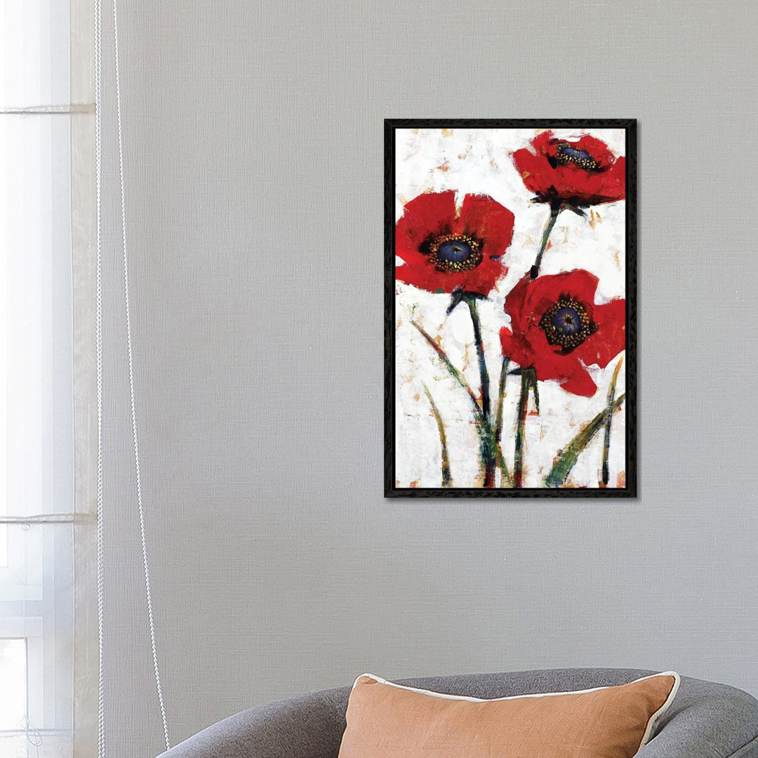 Roter Mohn Fresko II von Tim OToole - Galerie-verpackte Leinwand Giclée