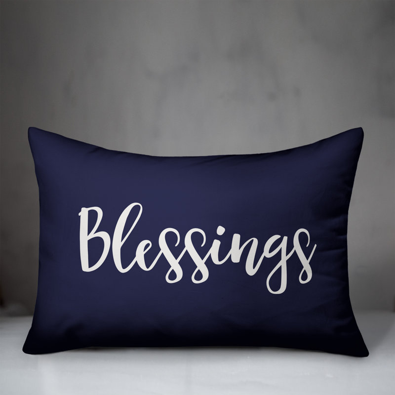 Navy and White Reversible Lumbar Throw Pillow
