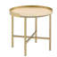 Table de bout ronde avec plateau, chêne et or