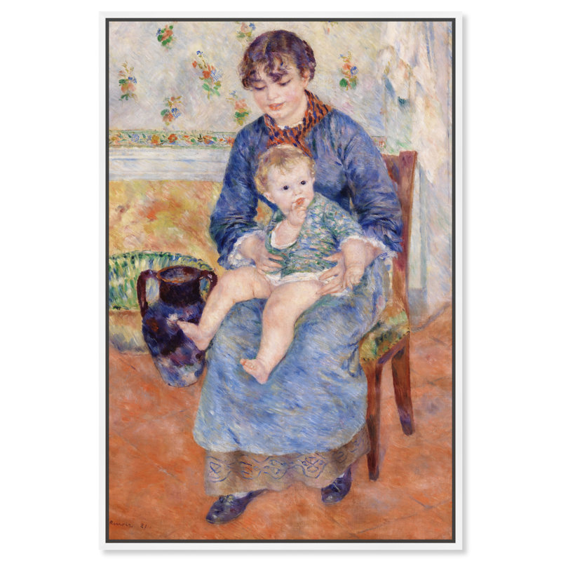 «Young Mother» par Pierre-Auguste Renoir - Impression sur toile, H 30 po x l 20 po, Toile blanche encadrée
