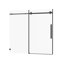 Porte coulissante en verre l 60 po x H 58 po, verre trempé transparent de 1/4 po de 6 mm d'épaisseur, cadre en acier inoxydable, coulissement doux, fonctionnement silencieux, technologie anti-éclaboussures, douche de baignoire noire matte de 6 mm avec