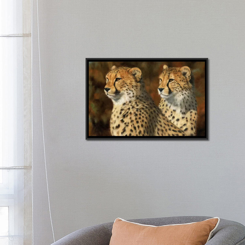 «Cheetah Brothers», impression sur toile, H 18 po x l 26 po x P 1,5 po, Toile encadrée noire, Pas de tapis