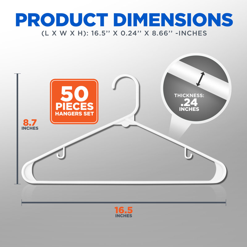 Janziel Plastic Non-Slip Standard Hanger for Dress/Shirt/Sweater, 50