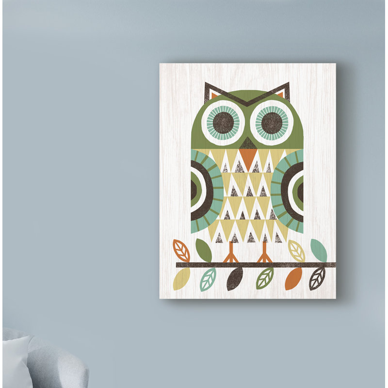 « folking hibou earth », art sur toile, H 32 po x l 24 po x P 2 po