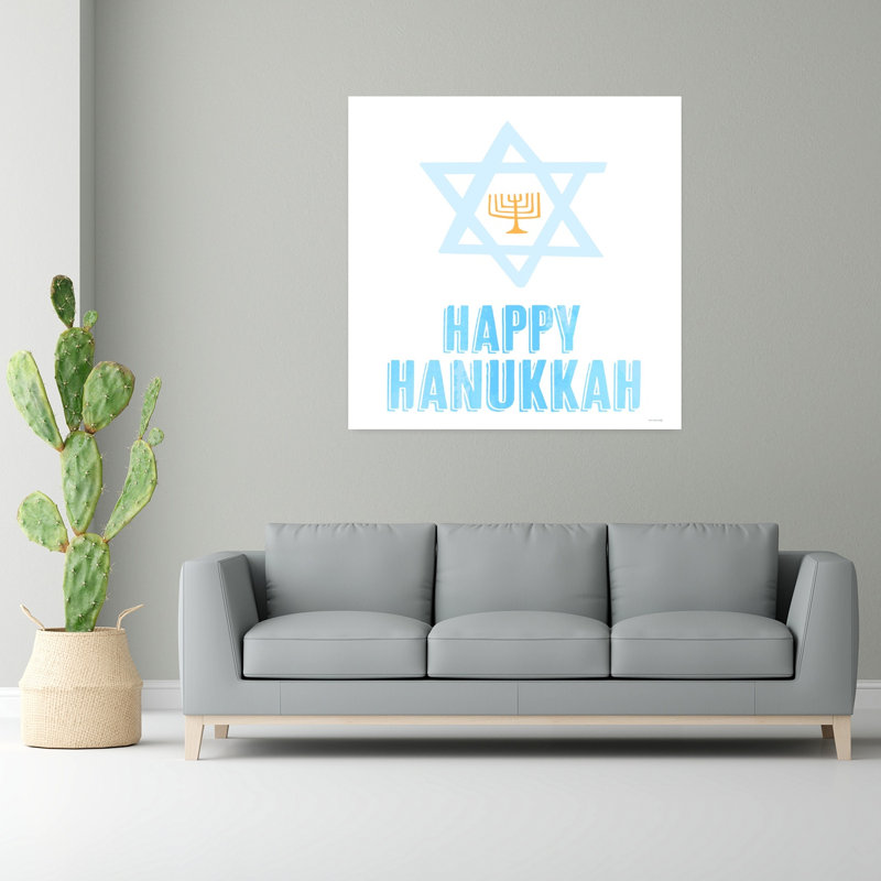 Happy Hanukkah Greetings, art contemporain abstrait, H 48 po x l 48 po