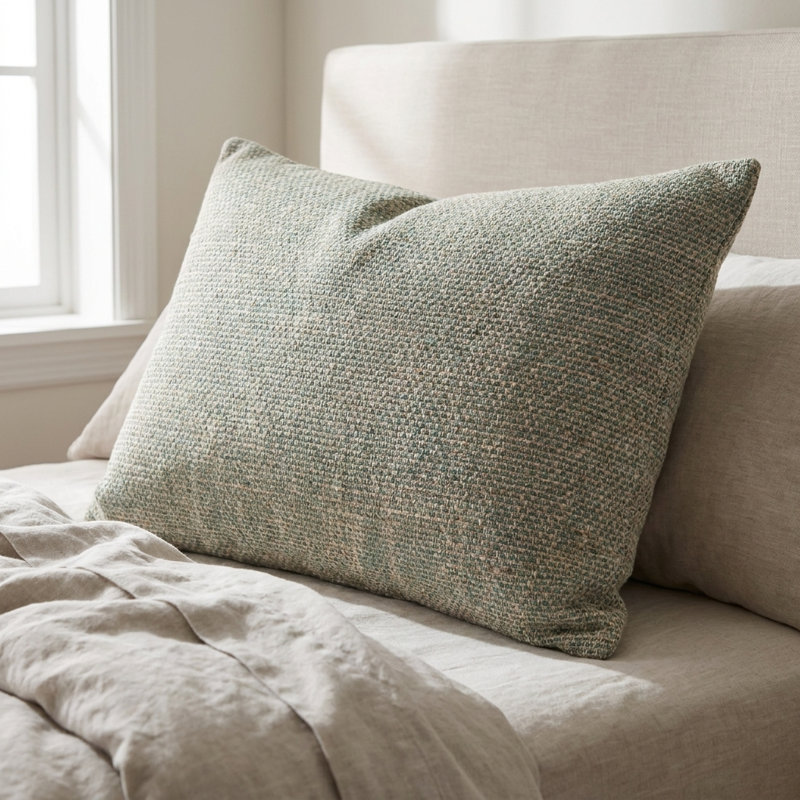 Coussin de luxe Jade Jesper, 20 po x 26 po, Vert / beige, Coussin lombaire