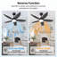 42 po Ventilateur de plafond noir intérieur / extérieur moderne avec lumière à DEL 3 couleurs à intensité variable et télécommande, moteur à courant continu réversible