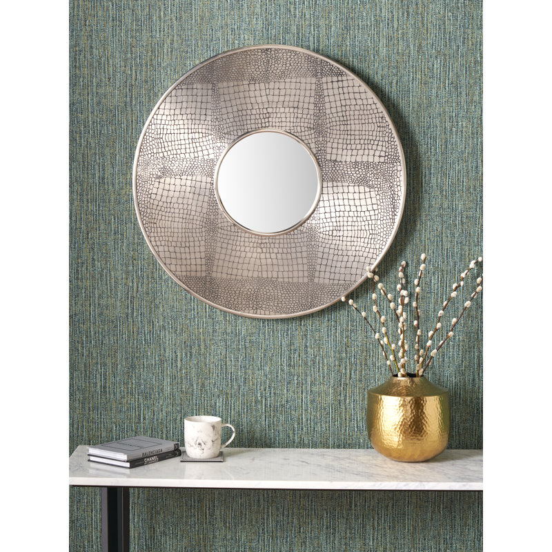 Iron Round Wall Mirror, Silver