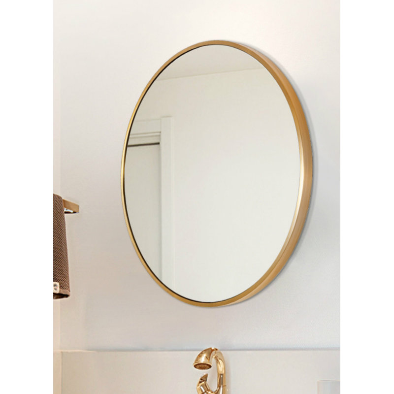 Rouillard Metal Round Mirror, Gold, 30" x 30"