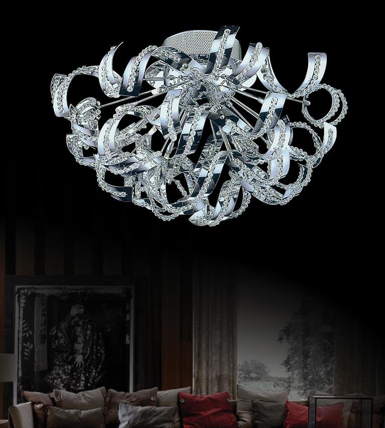 Fritz 9 Light 18in Chrome Flush Mount Ceiling Fixture Modern Glam for Kitchen, Dining Room, Bedroom, Hallway Wrought Studio™