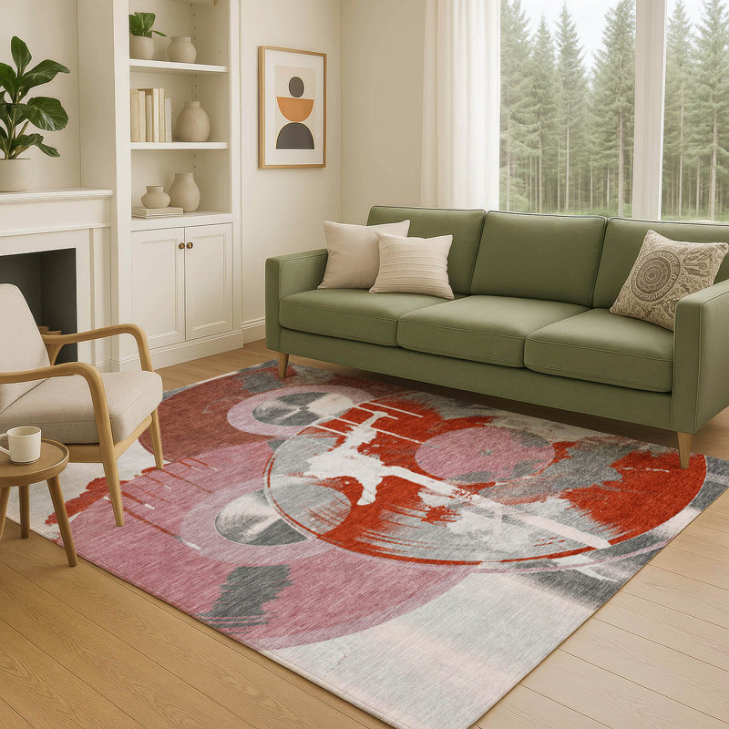 Machine Washable Indoor/Outdoor Chantille ACN2612 Novelty Rug, 10' x 14', Red
