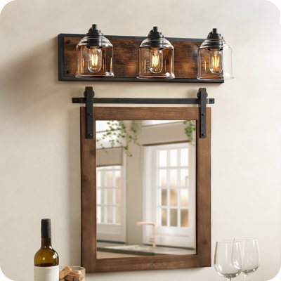 Grand luminaire de salle de bain à 3 lumières à intensité variable 23,2 po Farmhouse