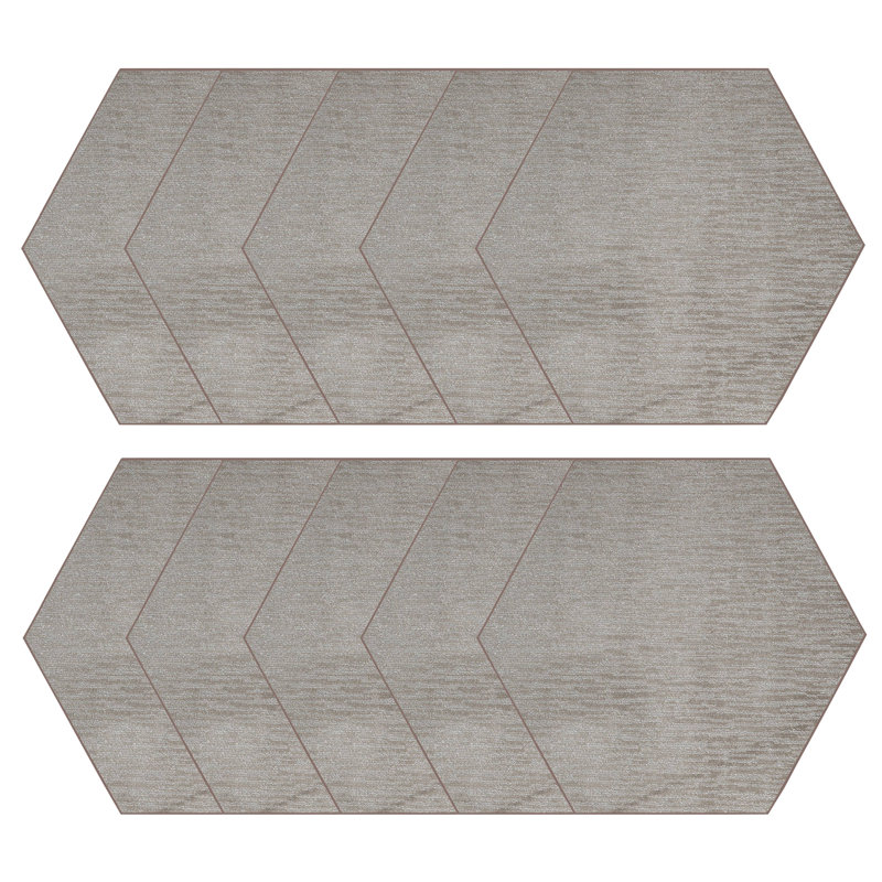 Solid Color Machine Made Tufted Polyester Area Rug in Gray Set, Hexagon 2'