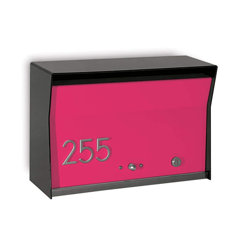 Aluminum Wall Mounted Mailbox, Black/Pink