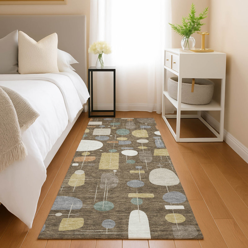 Machine Washable Indoor/Outdoor Jourdan ACN2393 Mid-Century Modern Rug, Runner 2'3" x 7'6"