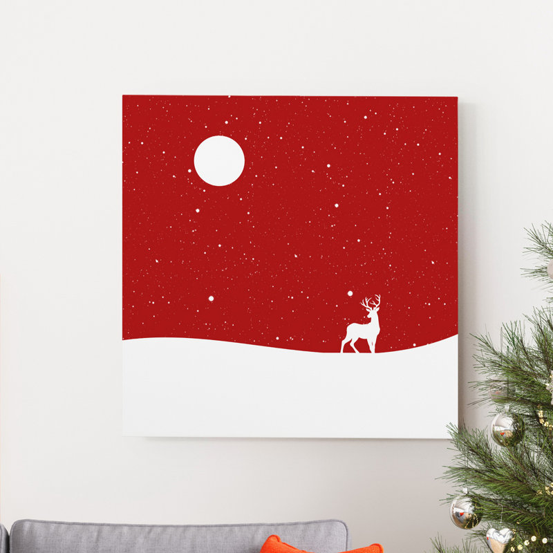 Reproduction d’art sur toile tendue rouge étoilé, H 16 po x l 16 po x P 1 po