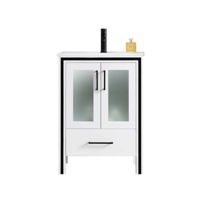 24'' Single Bathroom Vanity with Sink, Glossy White
