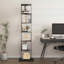 Bibliothèque pivotante 360 ° à 6 niveaux avec base anti-basculement, bibliothèque sur pied et tablette moderne pour le salon, le bureau à domicile et la chambre à coucher
