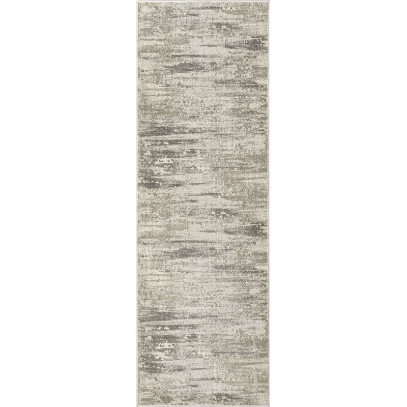 Tapis naturel / blanc Serengeti Stroke, Tapis de couloir 2 pi 8 po x 8 pi