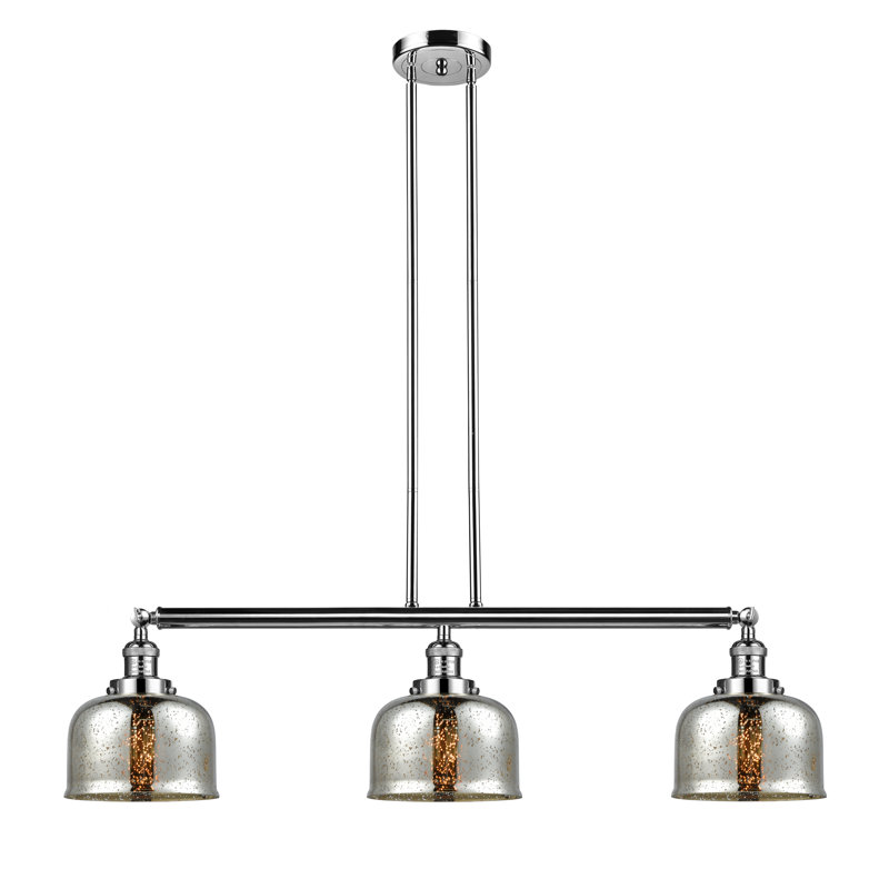 Bell - 3 Light 41" - Stem Hung Island Light, Silver Plated Mercury, Polished Nickel, 2200K