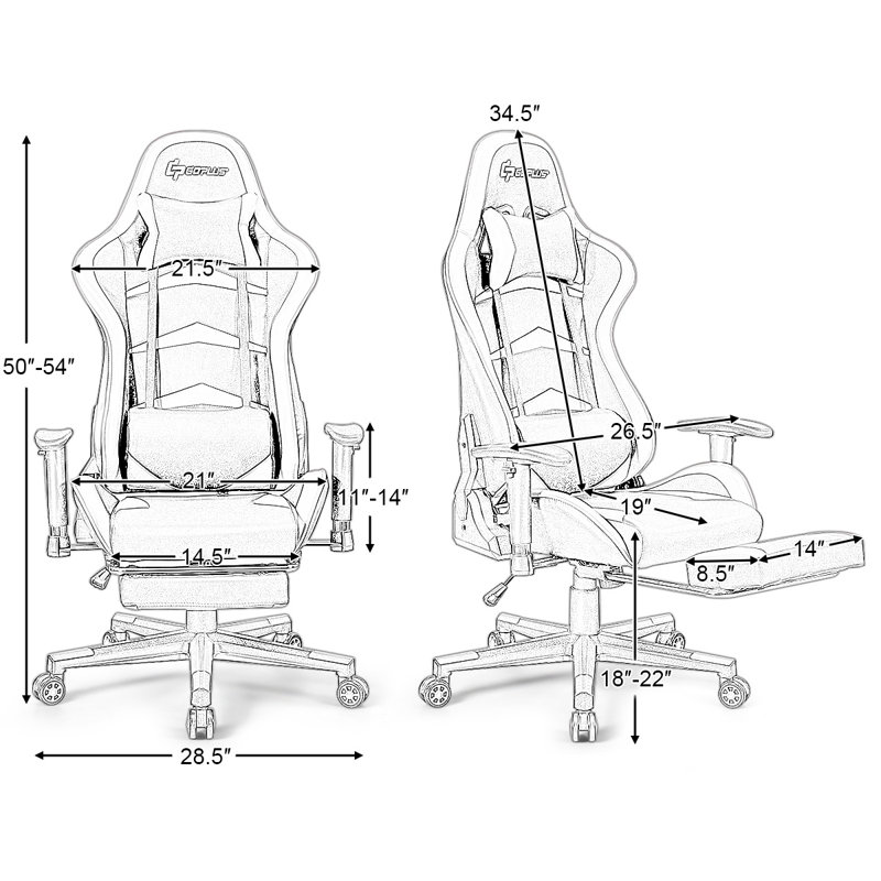 Massage PC et fauteuil de jeu de course, Bleu