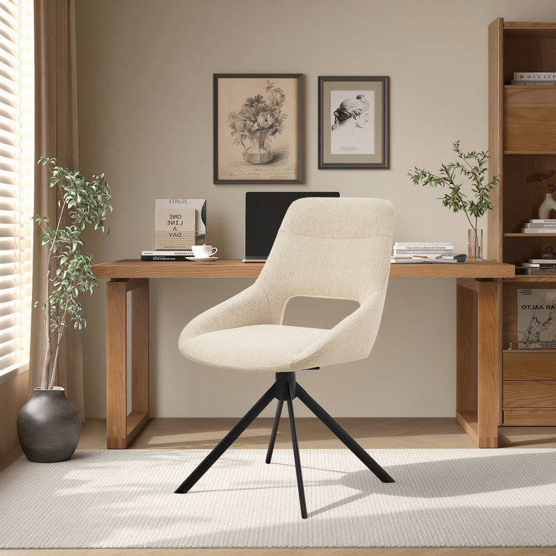 Chaise de bureau pivotante en lin sans accoudoirs Jameliah