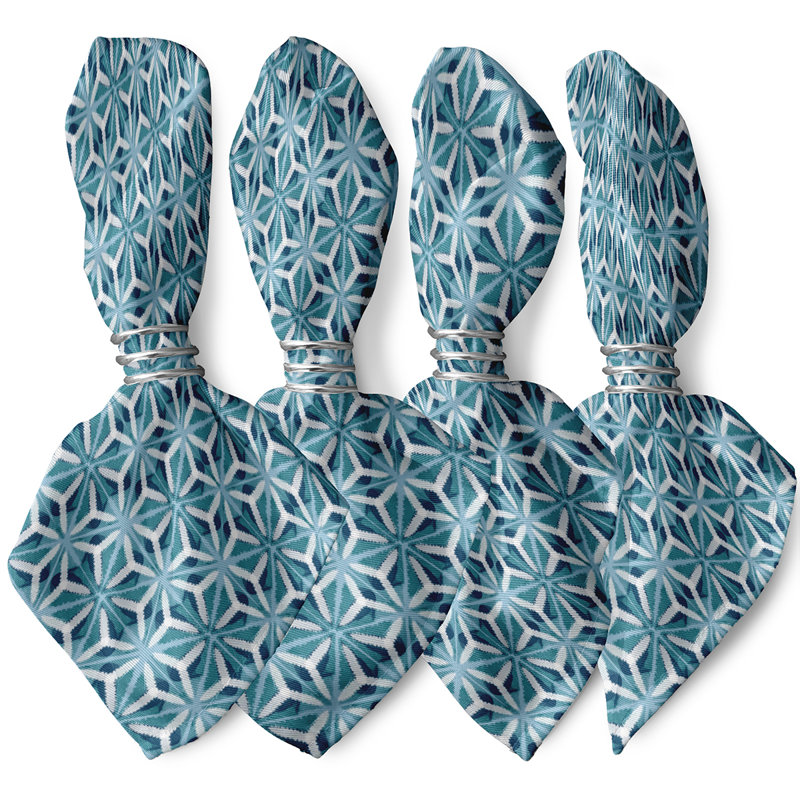 Ensemble de serviettes 4 pièces Daedrian, sarcelle, L 18 po x L 18 po, Géométrique 1 