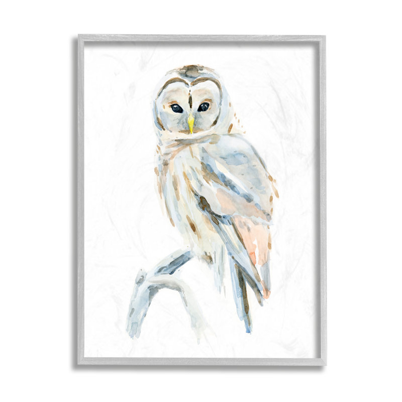 Portrait d'un hibou arctique hivernal perché sur une branche d'arbre, Estampe numérique Farmhouse, H 14 po x l 11 po