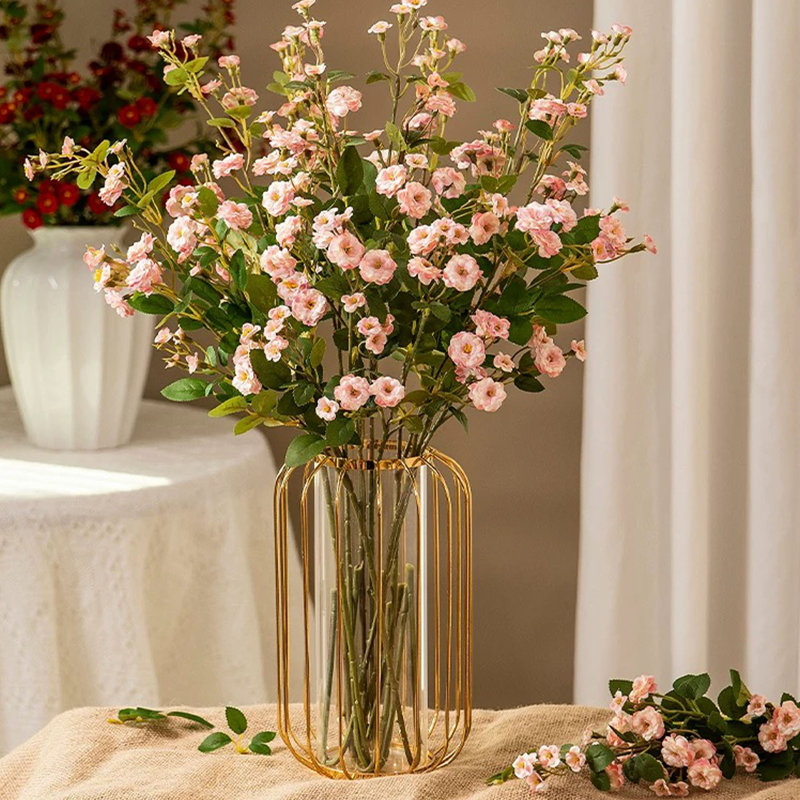 3 pièces Fleur de soie artificielle pleine de vitalité, centres de table portables décoratifs pour la maison
