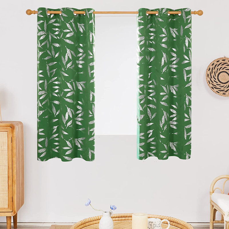 Polyester Room Darkening Curtain Pair, Dark Green, 52" W x 72" L