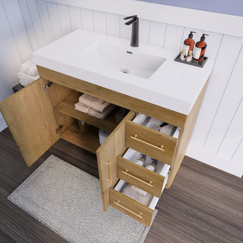 Ensemble de meuble-lavabo simple 42 po Luleya Spring, Chêne et teck