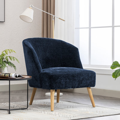 Artavion Corduroy Accent Barrel Chair with Rubberwood Legs
