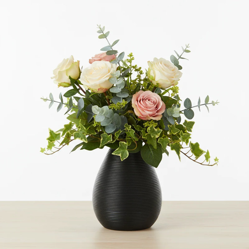 Sederholm Ceramic Table Vase, 9" H x 5.75" W x 7.75" D, Black