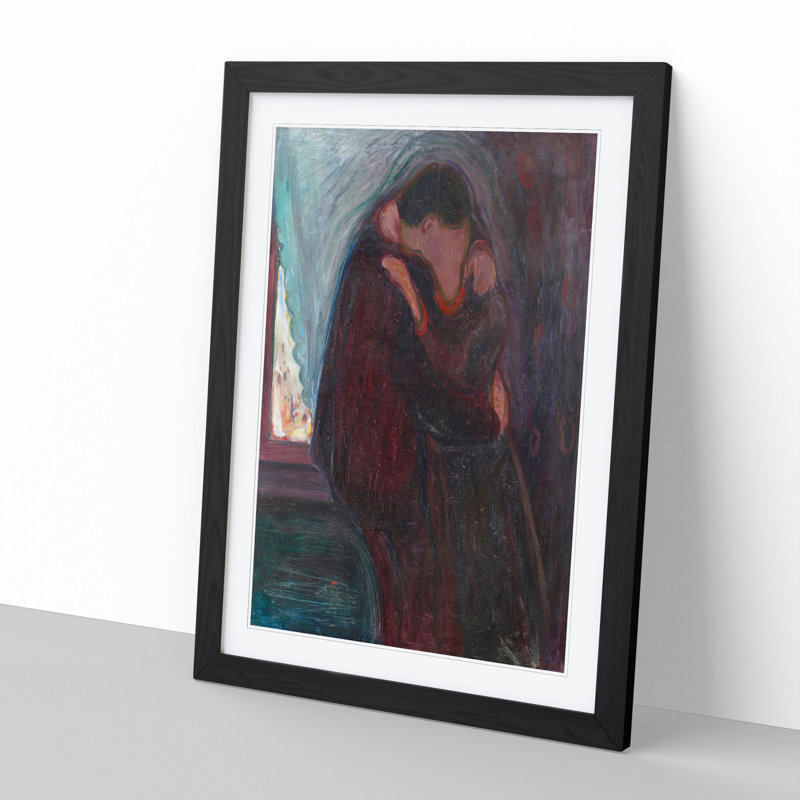The Kiss Vol.3 by Edvard Munch - Picture Frame Painting, 65cm H x 48cm W x 2cm D, Black