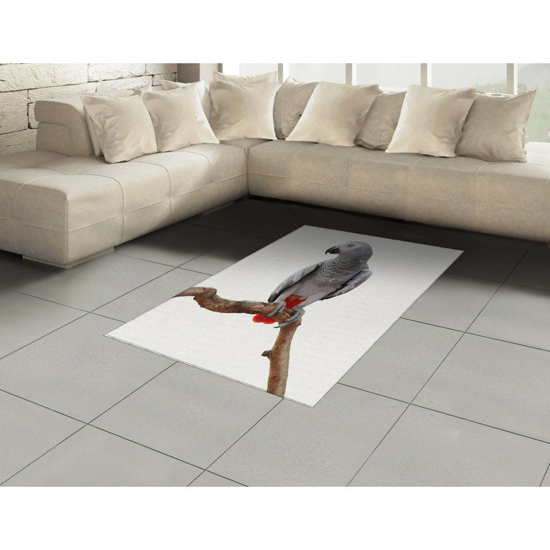 Tapis décoratif gris à haute densité en fibres longues, Rectangle— 4 pi x 5 pi 8 po